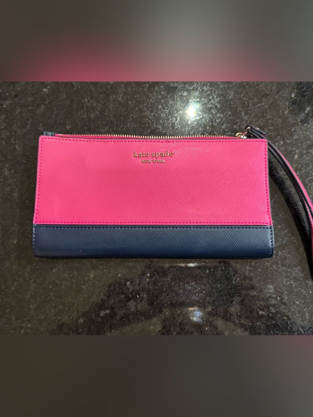 Kate Spade Spencer Continental Pink And Navy Wallet NWOT